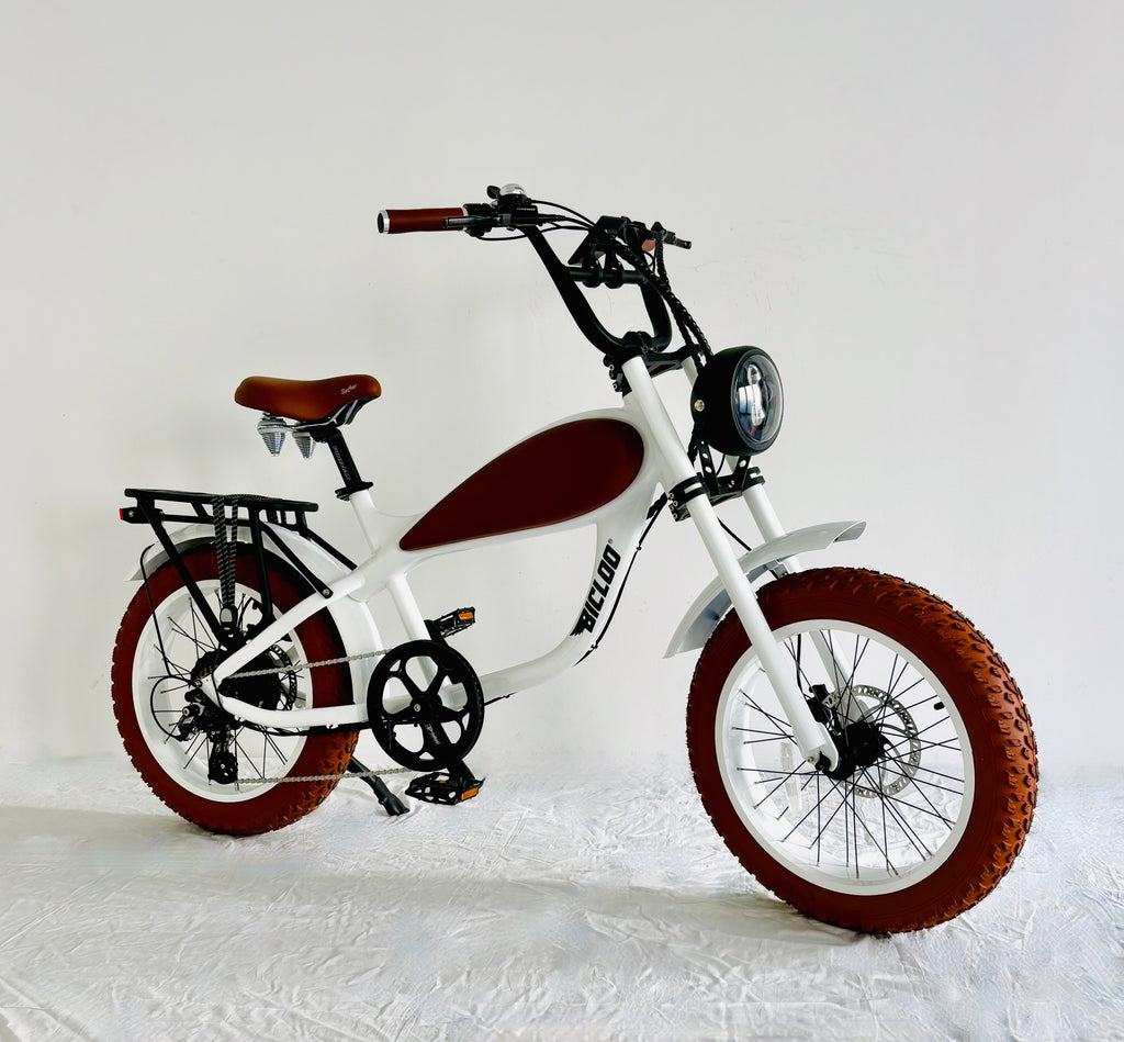 meilleur vélo électrique Français assistance électrique Made in Bretagne VAE beach cruiser chopper vélo californien Fat bike électrique vélo tout terrains femmes hommes vélo électrique vintage porte bagage assistance location vente bouboubicloo modèle FRELON®BICLOO